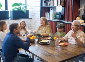Generational family at dining table
